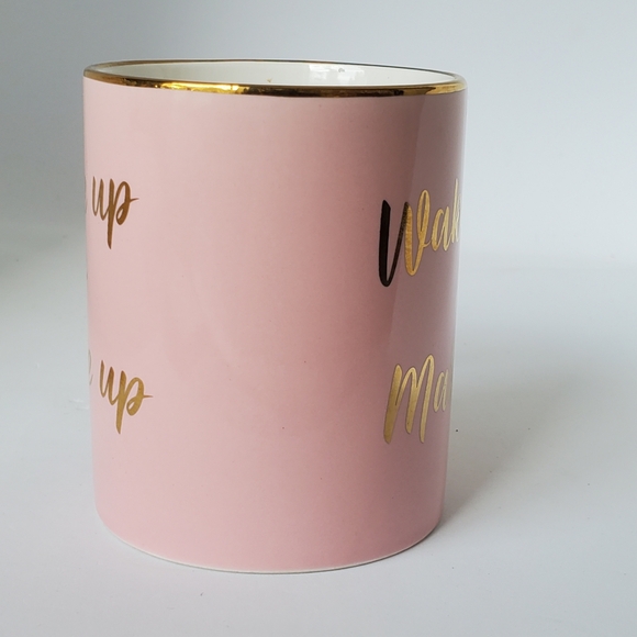 Mary Kay Wake Up & Make Up Mug 350 ml 12 oz Pink and Gold - Picture 3 of 9